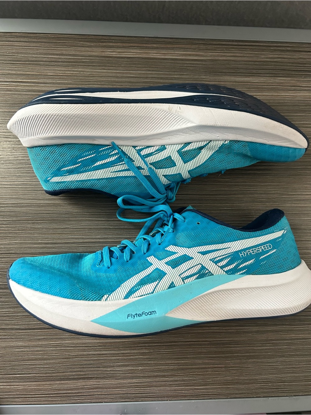 Asics Hyper Speed 4 Men Running Shoes Aqua Sea Flyte Foam 1011B874 Size 11.5